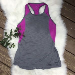 Athleta Gray & Purple Racerback Tank Top Size S